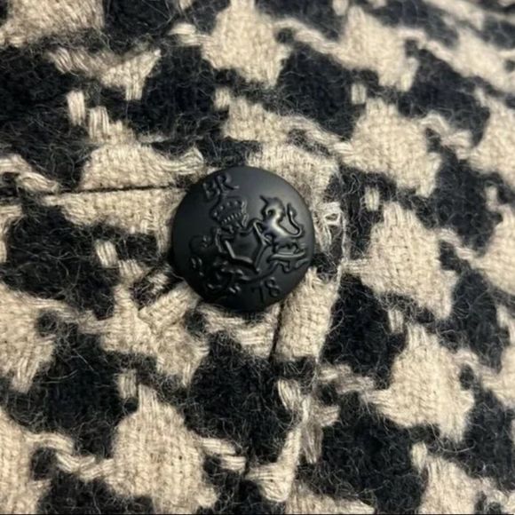 Banana Republic Black/Tan Wool Houndstooth Lined Jacket, Blazer | Sz Petite Med - Picture 3 of 6